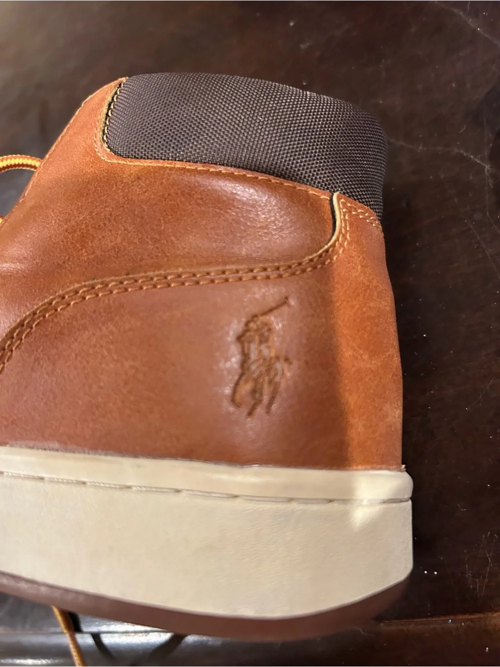 Polo Ralph Lauren men’s sz 6 Leather High-Top Sneakers in Brown women’s sz 8